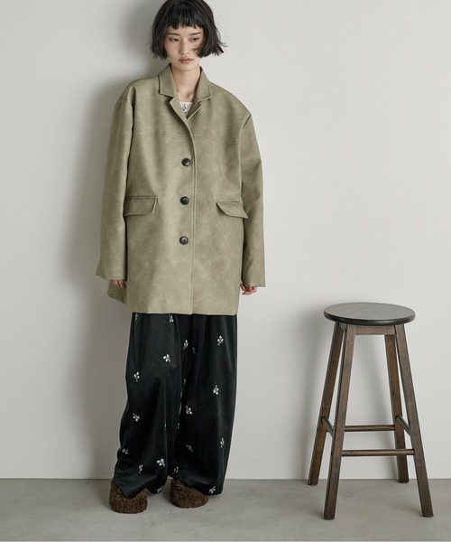 フラワーエンブロイダリーベロアイージーパンツ（その他パンツ）｜THE