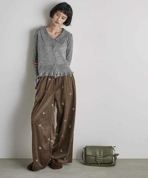 THE YOn（ザヨン）の「フラワーエンブロイダリーベロアイージーパンツ（その他パンツ・レディース・ブラック/ブラウン・FREE）」の16枚目の写真