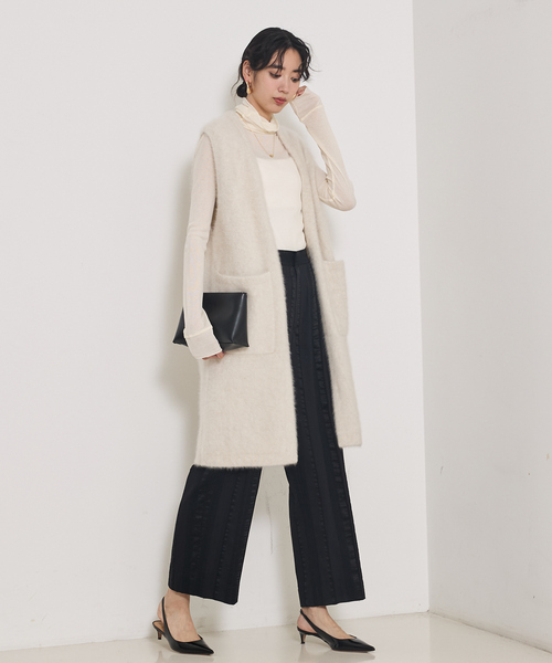 qualite（カリテ）の「【大人気ジレが今季verに！】フォックスカシミアロングジレ（ベスト・レディース・ライトベージュ/モカ・フリー）」の4枚目の写真