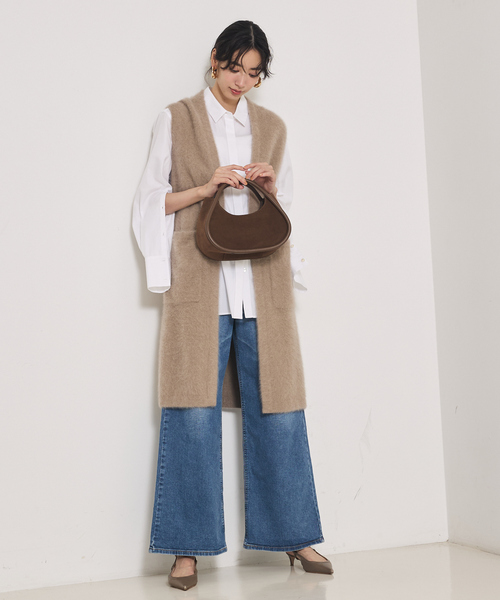 qualite（カリテ）の「【大人気ジレが今季verに！】フォックスカシミアロングジレ（ベスト・レディース・ライトベージュ/モカ・フリー）」の5枚目の写真