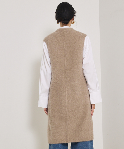 qualite（カリテ）の「【大人気ジレが今季verに！】フォックスカシミアロングジレ（ベスト・レディース・ライトベージュ/モカ・フリー）」の8枚目の写真