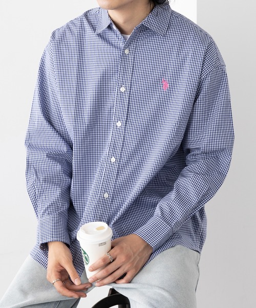 U.S. POLO ASSN.（ユーエスポロアッスン）の「【U.S. POLO ASSN.】ワンポイントロゴ ポニー刺繍 レギュラーカラーロングシャツ REGULAR COLLAR LONG SLEEV（シャツ/ブラウス・メンズ・ライトブルー/ネイビー・S/M/L）」の2枚目の写真