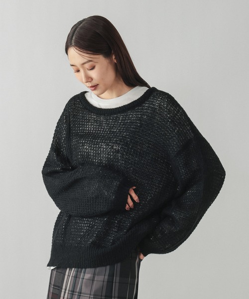 セール】モヘヤタッチ透かし編みプルオーバー/長袖/579669（ニット