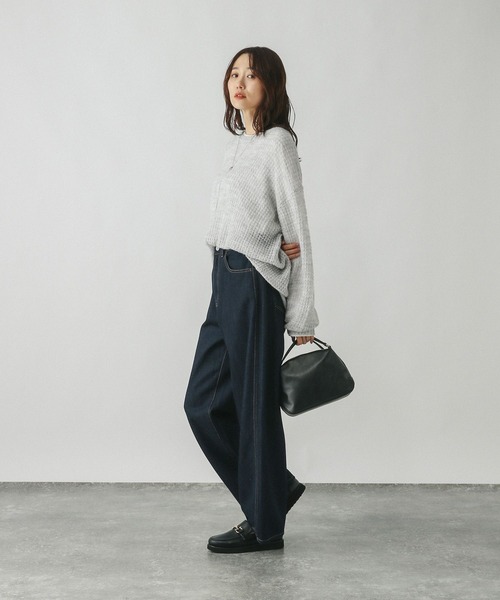 GLOBAL WORK（グローバルワーク）の「モヘヤタッチ透かし編みプルオーバー/長袖/579669（ニット/セーター・レディース・ブラック/ピンク/ライトグレー/ミント・LARGE/MEDIUM）」の9枚目の写真