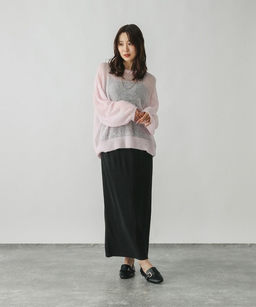 GLOBAL WORK（グローバルワーク）の「モヘヤタッチ透かし編みプルオーバー/長袖/579669（ニット/セーター・レディース・ブラック/ピンク/ライトグレー/ミント・LARGE/MEDIUM）」の13枚目の写真