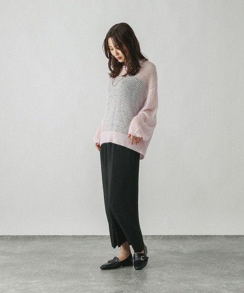 セール】モヘヤタッチ透かし編みプルオーバー/長袖/579669（ニット