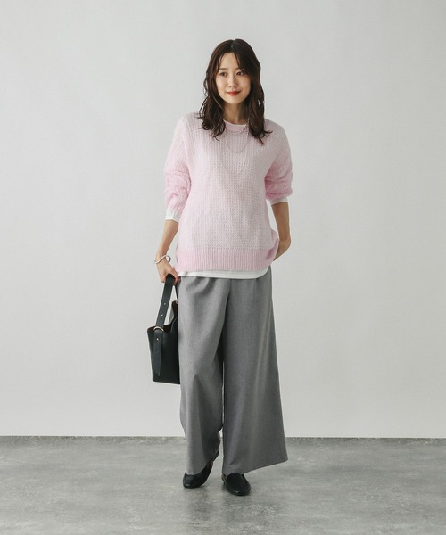 GLOBAL WORK（グローバルワーク）の「モヘヤタッチ透かし編みプルオーバー/長袖/579669（ニット/セーター・レディース・ブラック/ピンク/ライトグレー/ミント・LARGE/MEDIUM）」の15枚目の写真