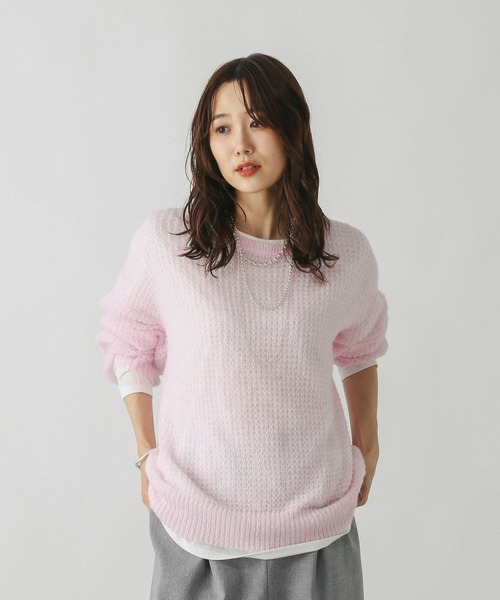 セール】モヘヤタッチ透かし編みプルオーバー/長袖/579669（ニット
