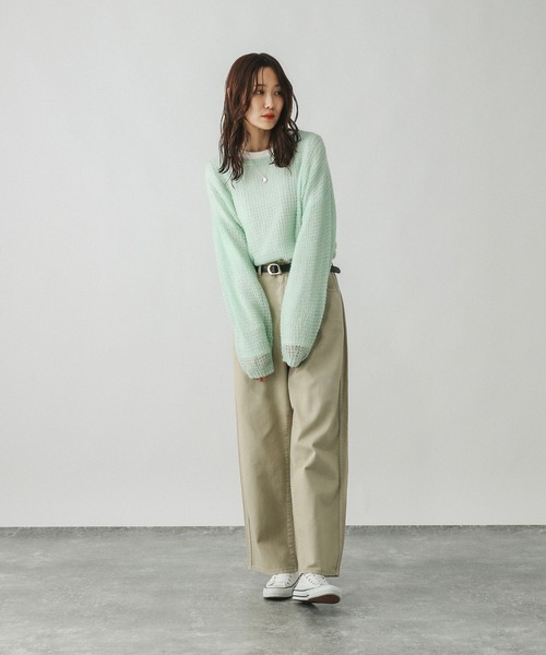 セール】モヘヤタッチ透かし編みプルオーバー/長袖/579669（ニット