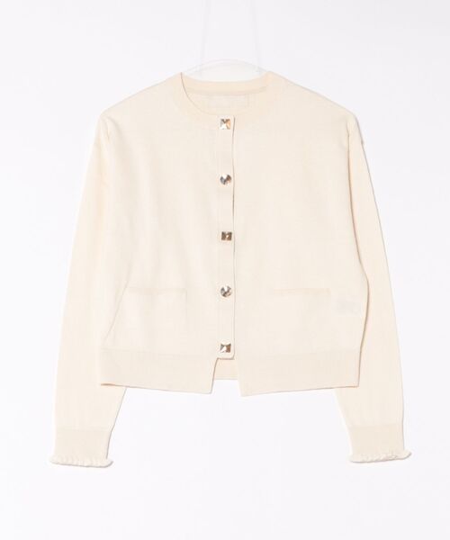 Marilyn Moon（マリリンムーン）の「cotton cashmere bijou cardigan（ニット/セーター・レディース・ブラック/アイボリー/パープル/ピンク/ブルー・FREE）」の2枚目の写真