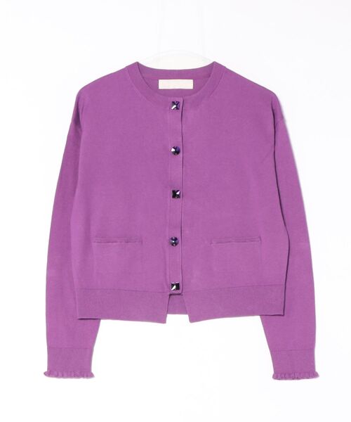 Marilyn Moon（マリリンムーン）の「cotton cashmere bijou cardigan（ニット/セーター・レディース・ブラック/アイボリー/パープル/ピンク/ブルー・FREE）」の4枚目の写真