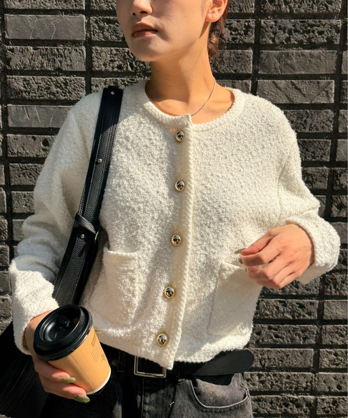 ドロー（DRAW）/ツイードニットカーディガン セール】DRAW(ドロー) / ツイードニットカーディガン（ニット/セーター