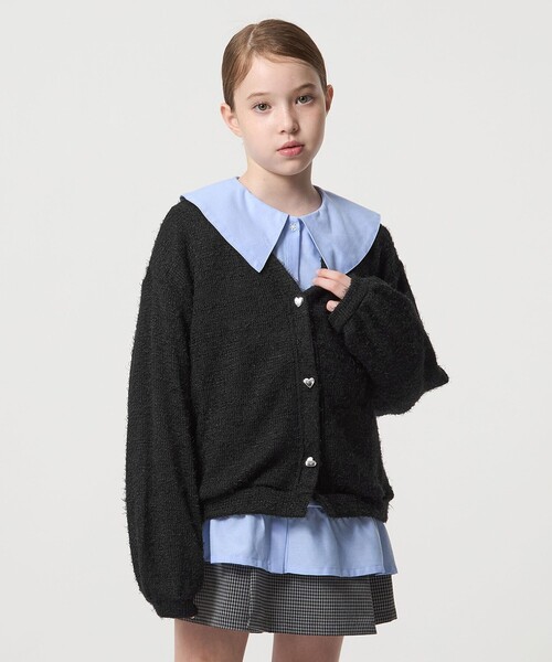 green label relaxing（グリーンレーベルリラクシング）の「シャギー カーディガン / キッズ  120cm-160cm（カーディガン/ボレロ・キッズ・ブラック/ライラック・160cm/140cm/130cm/120cm/150cm）」の8枚目の写真