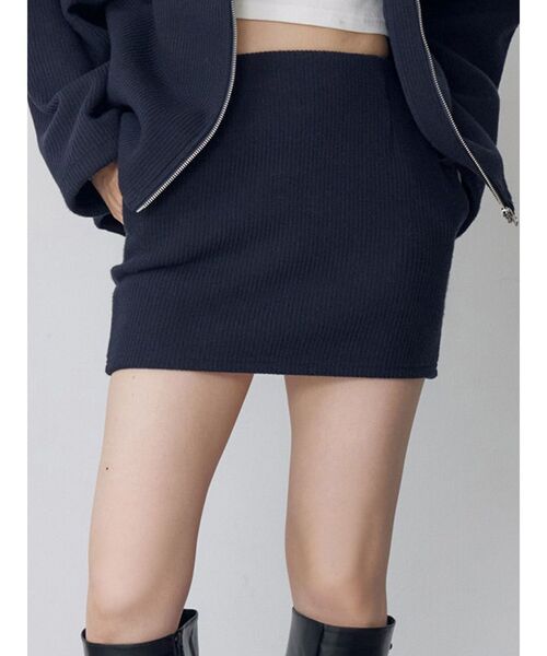 MURUA(ムルーア)の「【セットアップ対応】リブミニスカート(スカート・レディース・ネイビー/アイボリー・2/1)」の2枚目の写真