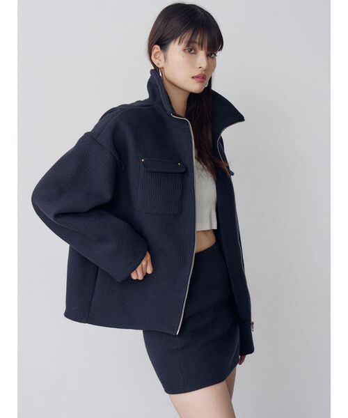 MURUA(ムルーア)の「【セットアップ対応】リブミニスカート(スカート・レディース・ネイビー/アイボリー・2/1)」の3枚目の写真