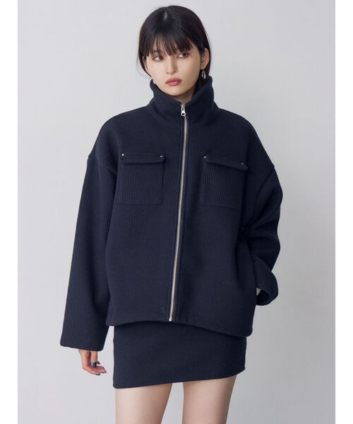 MURUA(ムルーア)の「【セットアップ対応】リブミニスカート(スカート・レディース・ネイビー/アイボリー・2/1)」の4枚目の写真