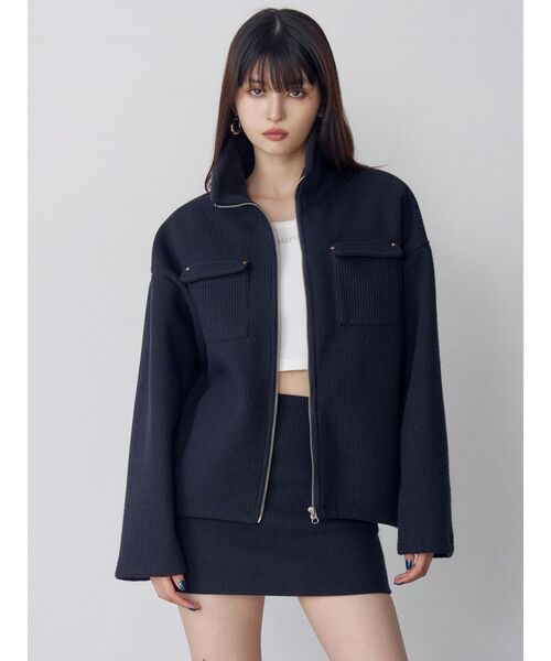 MURUA(ムルーア)の「【セットアップ対応】リブミニスカート(スカート・レディース・ネイビー/アイボリー・2/1)」の5枚目の写真