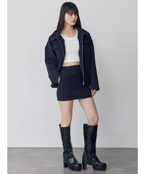 MURUA(ムルーア)の「【セットアップ対応】リブミニスカート(スカート・レディース・ネイビー/アイボリー・2/1)」の8枚目の写真