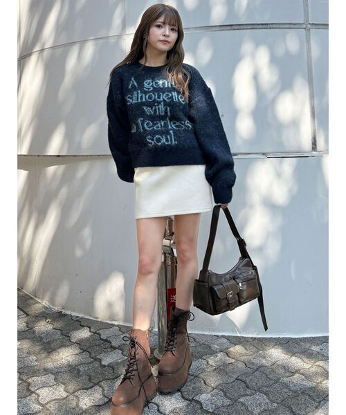 MURUA(ムルーア)の「【セットアップ対応】リブミニスカート(スカート・レディース・ネイビー/アイボリー・2/1)」の21枚目の写真