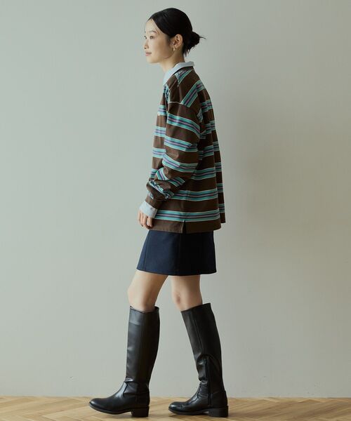 AMERICAN HOLIC（アメリカンホリック）の「PENNEY'S レトロボーダーロングTシャツ（Tシャツ/カットソー・レディース・チャコールグレー/ブラウン/ネイビー・FREE）」の4枚目の写真