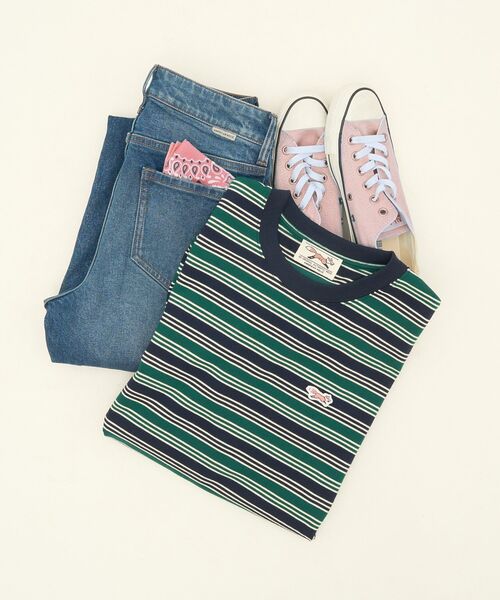 AMERICAN HOLIC（アメリカンホリック）の「PENNEY'S レトロボーダーロングTシャツ（Tシャツ/カットソー・レディース・チャコールグレー/ブラウン/ネイビー・FREE）」の7枚目の写真