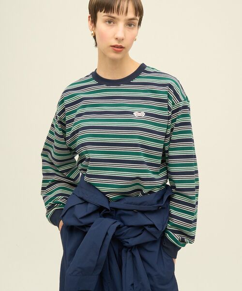 AMERICAN HOLIC（アメリカンホリック）の「PENNEY'S レトロボーダーロングTシャツ（Tシャツ/カットソー・レディース・チャコールグレー/ブラウン/ネイビー・FREE）」の9枚目の写真