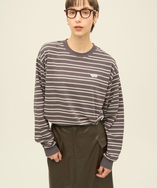 AMERICAN HOLIC（アメリカンホリック）の「PENNEY'S レトロボーダーロングTシャツ（Tシャツ/カットソー・レディース・チャコールグレー/ブラウン/ネイビー・FREE）」の15枚目の写真