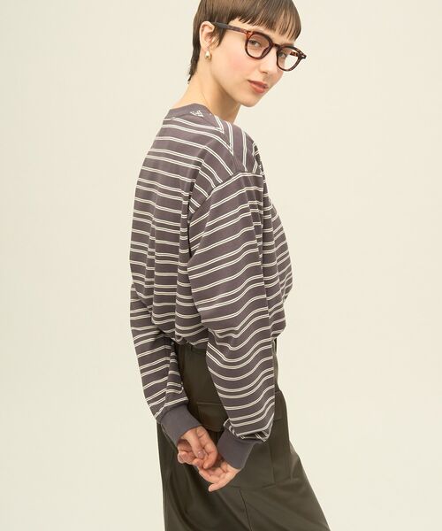 AMERICAN HOLIC（アメリカンホリック）の「PENNEY'S レトロボーダーロングTシャツ（Tシャツ/カットソー・レディース・チャコールグレー/ブラウン/ネイビー・FREE）」の16枚目の写真