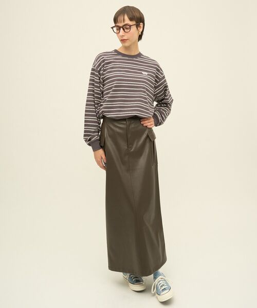 AMERICAN HOLIC（アメリカンホリック）の「PENNEY'S レトロボーダーロングTシャツ（Tシャツ/カットソー・レディース・チャコールグレー/ブラウン/ネイビー・FREE）」の18枚目の写真