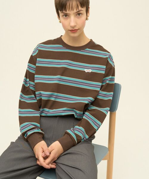 AMERICAN HOLIC（アメリカンホリック）の「PENNEY'S レトロボーダーロングTシャツ（Tシャツ/カットソー・レディース・チャコールグレー/ブラウン/ネイビー・FREE）」の22枚目の写真