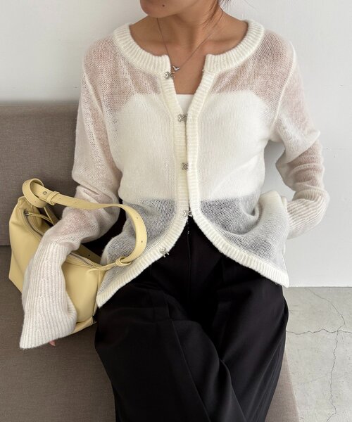 CAPRICIEUX LE'MAGE（カプリシューレマージュ）の「テンセルウールホックカーディガン（カーディガン/ボレロ・レディース・オフホワイト/グレー/ブラック/ブラウン・FREE）」の14枚目の写真