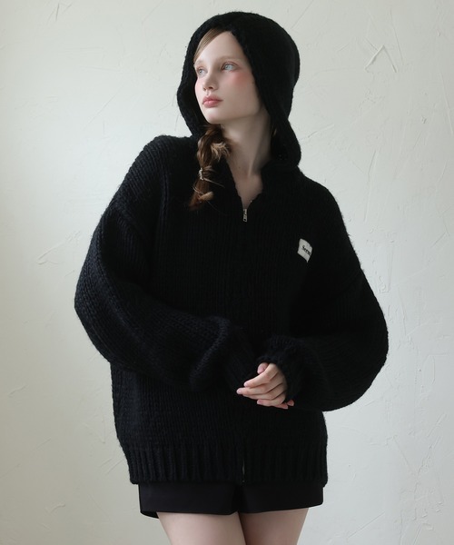 Seemi. byNICECLAUP（ シーミーバイナイスクラップ）の「【Seemi.】ZIPニットパーカー（ニット/セーター・レディース・ピンクベージュ/ブラック/オフホワイト・FREE）」の22枚目の写真