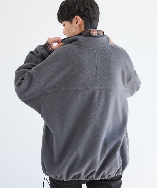 BARNYARDSTORM（バンヤードストーム）の「BARNYARDSTORM / フリースハーフZIPブルゾン / マシンウォッシャブル（ブルゾン・レディース・チャコール/カーキ/レッド・FREE）」の6枚目の写真