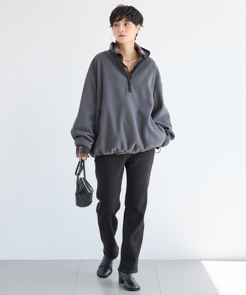 BARNYARDSTORM（バンヤードストーム）の「BARNYARDSTORM / フリースハーフZIPブルゾン / マシンウォッシャブル（ブルゾン・レディース・チャコール/カーキ/レッド・FREE）」の7枚目の写真