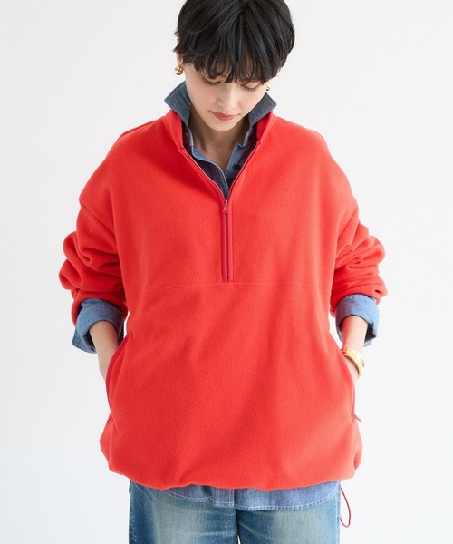 BARNYARDSTORM（バンヤードストーム）の「BARNYARDSTORM / フリースハーフZIPブルゾン / マシンウォッシャブル（ブルゾン・レディース・チャコール/カーキ/レッド・FREE）」の10枚目の写真