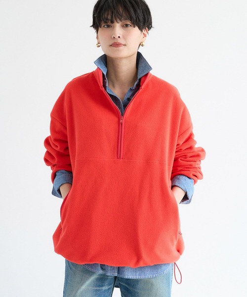 BARNYARDSTORM（バンヤードストーム）の「BARNYARDSTORM / フリースハーフZIPブルゾン / マシンウォッシャブル（ブルゾン・レディース・チャコール/カーキ/レッド・FREE）」の11枚目の写真