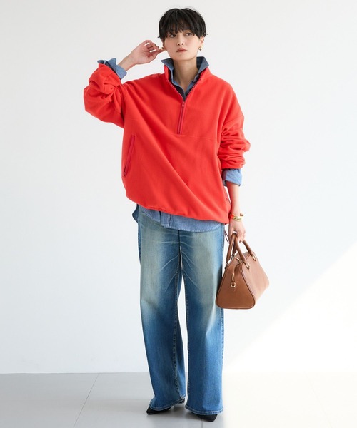 BARNYARDSTORM（バンヤードストーム）の「BARNYARDSTORM / フリースハーフZIPブルゾン / マシンウォッシャブル（ブルゾン・レディース・チャコール/カーキ/レッド・FREE）」の14枚目の写真