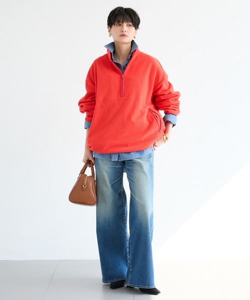 BARNYARDSTORM（バンヤードストーム）の「BARNYARDSTORM / フリースハーフZIPブルゾン / マシンウォッシャブル（ブルゾン・レディース・チャコール/カーキ/レッド・FREE）」の15枚目の写真