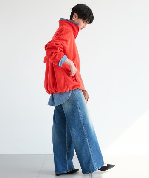 BARNYARDSTORM（バンヤードストーム）の「BARNYARDSTORM / フリースハーフZIPブルゾン / マシンウォッシャブル（ブルゾン・レディース・チャコール/カーキ/レッド・FREE）」の16枚目の写真