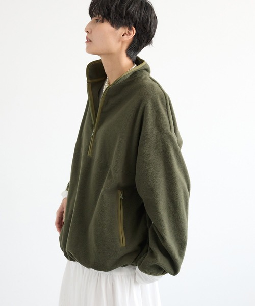 BARNYARDSTORM（バンヤードストーム）の「BARNYARDSTORM / フリースハーフZIPブルゾン / マシンウォッシャブル（ブルゾン・レディース・チャコール/カーキ/レッド・FREE）」の18枚目の写真