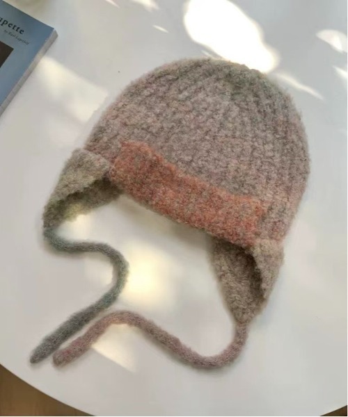 Burner(バーナー)の「【OKUOKU 0909】耳あて付き ニット帽 oku-bosi-4-19(ニットキャップ/ビーニー・レディース・ダークブラック/ブラウン系その他/パープル系その他/ライトグレー・FREE)」の10枚目の写真