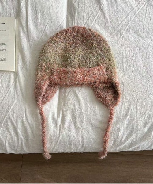 Burner(バーナー)の「【OKUOKU 0909】耳あて付き ニット帽 oku-bosi-4-19(ニットキャップ/ビーニー・レディース・ダークブラック/ブラウン系その他/パープル系その他/ライトグレー・FREE)」の9枚目の写真