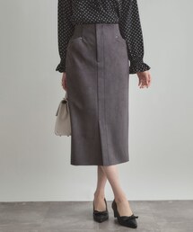 couture brooch | 【洗える・ストレッチ・通勤】スエード調ダンボールIラインスカート(スカート)