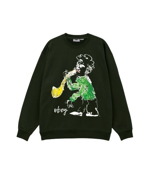 OBEY(オベイ)の「OBEY JAZZ PLAYER(オベイ ジャズ プレイヤー)(スウェット・メンズ・グリーン系/ブラック・MEDIUM/LARGE/X-LARGE)」の1枚目の写真