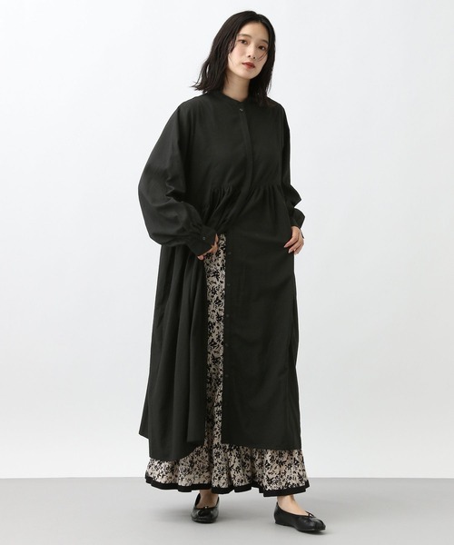 studio CLIP（スタディオクリップ）の「《natural by clip》サッカー前開きワンピース[プチサイズあり]（ワンピース・レディース・ブラック/その他1・FREE/PF）」の2枚目の写真