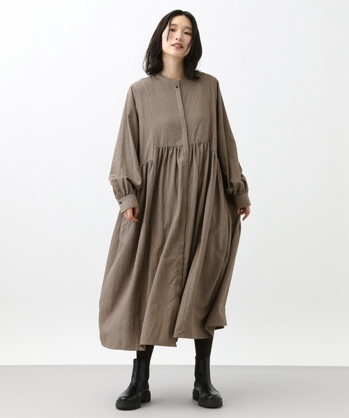 studio CLIP（スタディオクリップ）の「《natural by clip》サッカー前開きワンピース[プチサイズあり]（ワンピース・レディース・ブラック/その他1・FREE/PF）」の6枚目の写真