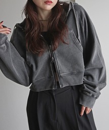 COURO | スノーウォッシュ加工ダブルジップパーカー(パーカー)