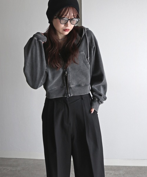 COURO（コウロ）の「スノーウォッシュ加工ダブルジップパーカー（パーカー・レディース・ネイビー/ブラック・FREE）」の3枚目の写真