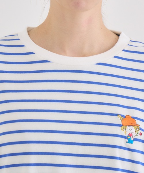 Paradise Picnic(パラダイスピクニック)の「【水森亜土】刺繍ボーダーロングTシャツ(Tシャツ/カットソー・レディース・ブルー/ブラック・FREE)」の7枚目の写真