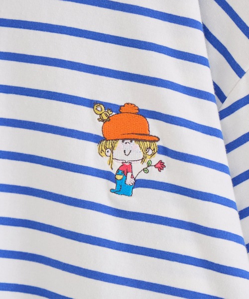 Paradise Picnic(パラダイスピクニック)の「【水森亜土】刺繍ボーダーロングTシャツ(Tシャツ/カットソー・レディース・ブルー/ブラック・FREE)」の12枚目の写真